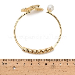 Браслеты-манжеты из латуни с микропаве из прозрачных кубических цирконий в форме бабочек для женщин&nbsp;LS-BJEW-B145-06G