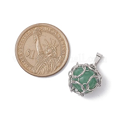 Плетеный мешочек из нержавеющей стали с подвесками из пакраме и драгоценными камнями&nbsp;PALLOY-JF02735-02