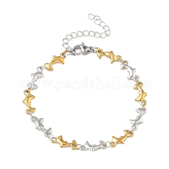 Bracciali da donna in acciaio inossidabile 304 con maglie a delfino&nbsp;BJEW-G790-02GP