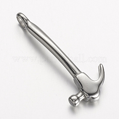 変色しにくい304ステンレススチールの大きなペンダント  ハンマー  ステンレス鋼色  50x19.5x5mm  穴：5mm&nbsp;STAS-D166-15P