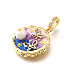 Латунные подвески с микропаве из кубического циркония и эмали&nbsp;KK-R222-15G-02