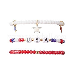 3шт. 3 стиля гальванизированных стеклянных бусин и набор для браслета из стеклянных бусин&nbsp;BJEW-TA00595