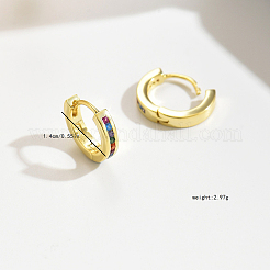 Изысканные серебряные серьги-кольца с радужным цирконием для ежедневного ношения BF5628