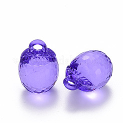 秋のテーマ透明アクリル ペンダント  多面カット  3d柿  紫色のメディア  27.5x19.5mm  穴：4mm  約95個/500g&nbsp;TACR-T024-04B-936