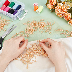 2 пара 3d цветочных полиэстеровых кружев с компьютерной вышивкой и орнаментом DIY-HY0001-85