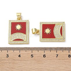 Латунные микропаве прозрачные подвески с фианитом&nbsp;KK-C045-09G