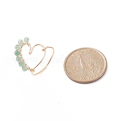 Anello da dito a cuore con perline di pietre preziose naturali&nbsp;RJEW-JR00520