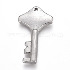 変色しにくい304ステンレススチールペンダント  キー  ステンレス鋼色  29x16.5x3mm  穴：1.6mm&nbsp;STAS-H117-05P