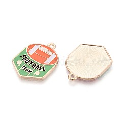 合金エナメルチャーム  ラグビーのチャーム  ゴールドカラー  ダークシーグリーン  25x18.5x1mm  穴：1.6mm&nbsp;ENAM-T025-02G-15