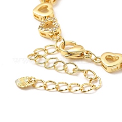 Браслет-цепочка с сердечком из прозрачного кубического циркония&nbsp;BJEW-A132-11G