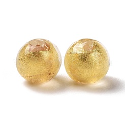 Ручной золотой фольги стеклянные бусины Lampwork FOIL-E003-02F