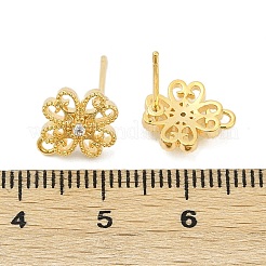 Латунные микро-паве прозрачные серьги-гвоздики из циркония&nbsp;LS-KK-Z099-01G-01