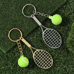 5 шт. непрозрачный акриловый теннисный брелок с изображением теннисной ракетки из сплава&nbsp;KEYC-YW00243-01
