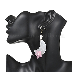 Серьги-подвески из натуральной ракушки с цветком EJEW-JE06759