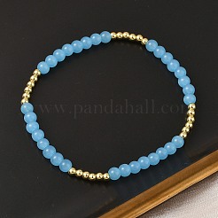 Женские браслеты из круглых бусин из латуни и стекла BJEW-F515-04G