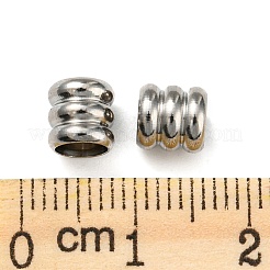 変色しない201ステンレススチールビーズ  スジ入りビーズ  コラム  ステンレス鋼色  6x6mm  穴：2mm&nbsp;STAS-H180-06P