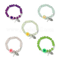 5 шт. 5-х цветные прозрачные и матовые стеклянные бусины стрейч BJEW-JB11494