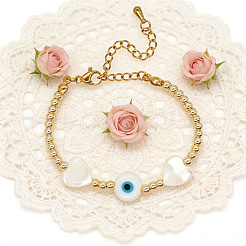 Летние браслеты из натуральных ракушек в форме сердца и сглаза&nbsp;NH4059