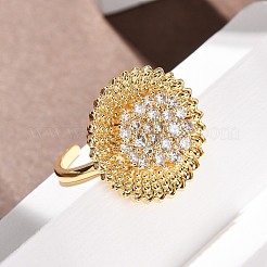 Messing Micro Pave Zirkonia Manschette offene Ringe&nbsp;RJEW-F204-05G