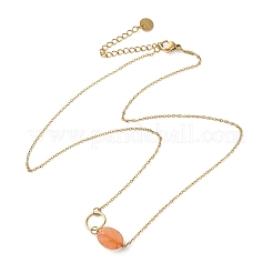 Ожерелья из овальной цепи из нержавеющей стали 304 и окрашенного натурального белого нефрита для женщин&nbsp;NJEW-A045-10G