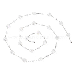 Цепи из нержавеющей стали 304 и АБС-пластика с круглыми бусинами и стеклянными бусинами в форме сердца&nbsp;CHS-G048-11P