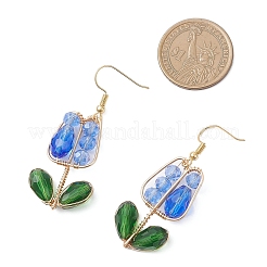 4 пара сережек-подвесок в форме цветка из латуни&nbsp;EJEW-TA00758