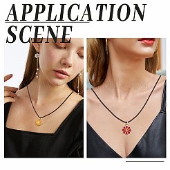 48 шт. 6-цветный эмалированный сплав с подвеской в виде цветка на вощеном шнуре&nbsp;NJEW-GO00002