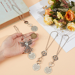 4 шт. плоские круглые подвесные украшения из сплава&nbsp;HJEW-OC00287