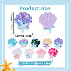 36 шт. 9-цветный полиэстер с пайетками&nbsp;DIY-PH0033-86