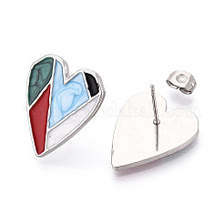 Pendientes de botón esmaltados de acero inoxidable 304&nbsp;EJEW-T047-24-P