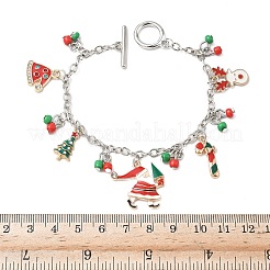 Рождественские браслеты с подвесками из сплава и эмали BJEW-H634-01C-KCGP