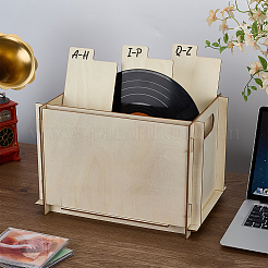 Aufbewahrungsboxen aus Holz mit Lochgriffen für Musikplatten&nbsp;ODIS-WH0080-09A