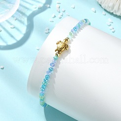 Pulseras elásticas con cuentas de vidrio chapado en color AB y acero inoxidable 304 para mujer&nbsp;BJEW-JB13923