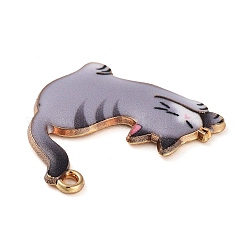 メッキ合金エナメルチャームラック  ゴールドカラー  猫のチャーム  アザミ  25x25x2mm  穴：2mm&nbsp;FIND-Q099-09G-03