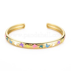 Браслет-манжета с эмалью и бабочкой&nbsp;BJEW-S141-05