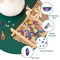 28 шт. 7 стиля радужных цветов фурнитура для сережек-гвоздиков из нержавеющей стали 304 FIND-CW0001-20