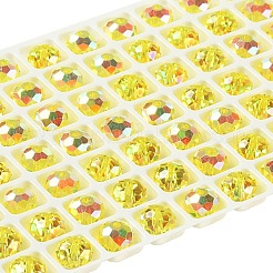 Ab色のメッキガラスビーズ  多面カット  ラウンド  きいろ  8x5.5~6mm  穴：1.4~1.6mm  336個/セット&nbsp;EGLA-P059-03B-AB09