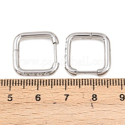 Pendientes de aro cuadrados de acero inoxidable 304 con circonitas cúbicas transparentes&nbsp;EJEW-L307-09P