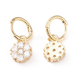 Серьги-кольца Huggie из латуни с прозрачным фианитом и прозрачным фианитом EJEW-L234-006G