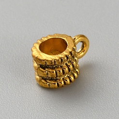 合金チューブベイル  アンティーク黄金  10x6x6.8mm  穴：1.8mmと4mm&nbsp;FIND-WH0432-04E-AG