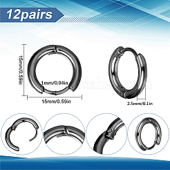 12 par de pendientes de aro huggie de acero inoxidable 304&nbsp;EJEW-SC0001-95