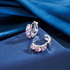 925 серебряный кубический серьги обруча из серебра EJEW-L294-016P