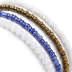 4 Stück 4-teiliges Stretch-Armband-Set mit Perlen aus Glassamen und Harz mit bösem Blick&nbsp;BJEW-JB09896-01