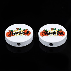 Бусины из натурального дерева с принтом на Хэллоуин WOOD-T021-86