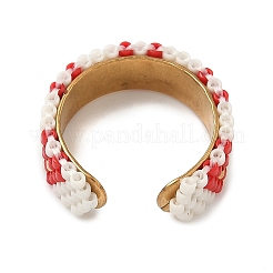 Стеклянные бусины с манжетными кольцами из нержавеющей стали 304 RJEW-MZ00031-03