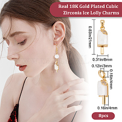 8шт латунные прозрачные подвески из кубического циркония KK-BBC0006-99