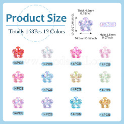 168 шт. 12-х цветные прозрачные акриловые бусины PACR-TA0001-19