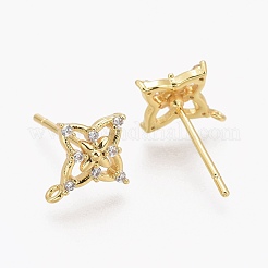 Латунные микро-паве прозрачные серьги-гвоздики из циркония ZIRC-L098-041G