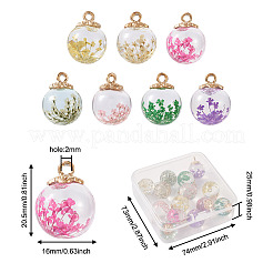 14шт 7 цвета прозрачные стеклянные подвески&nbsp;GLAA-CD0001-06