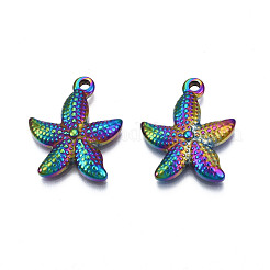 イオンプレーティング（IP）304ステンレスペンダント  花  虹色  22.5x19x4mm  穴：2mm&nbsp;STAS-N098-057